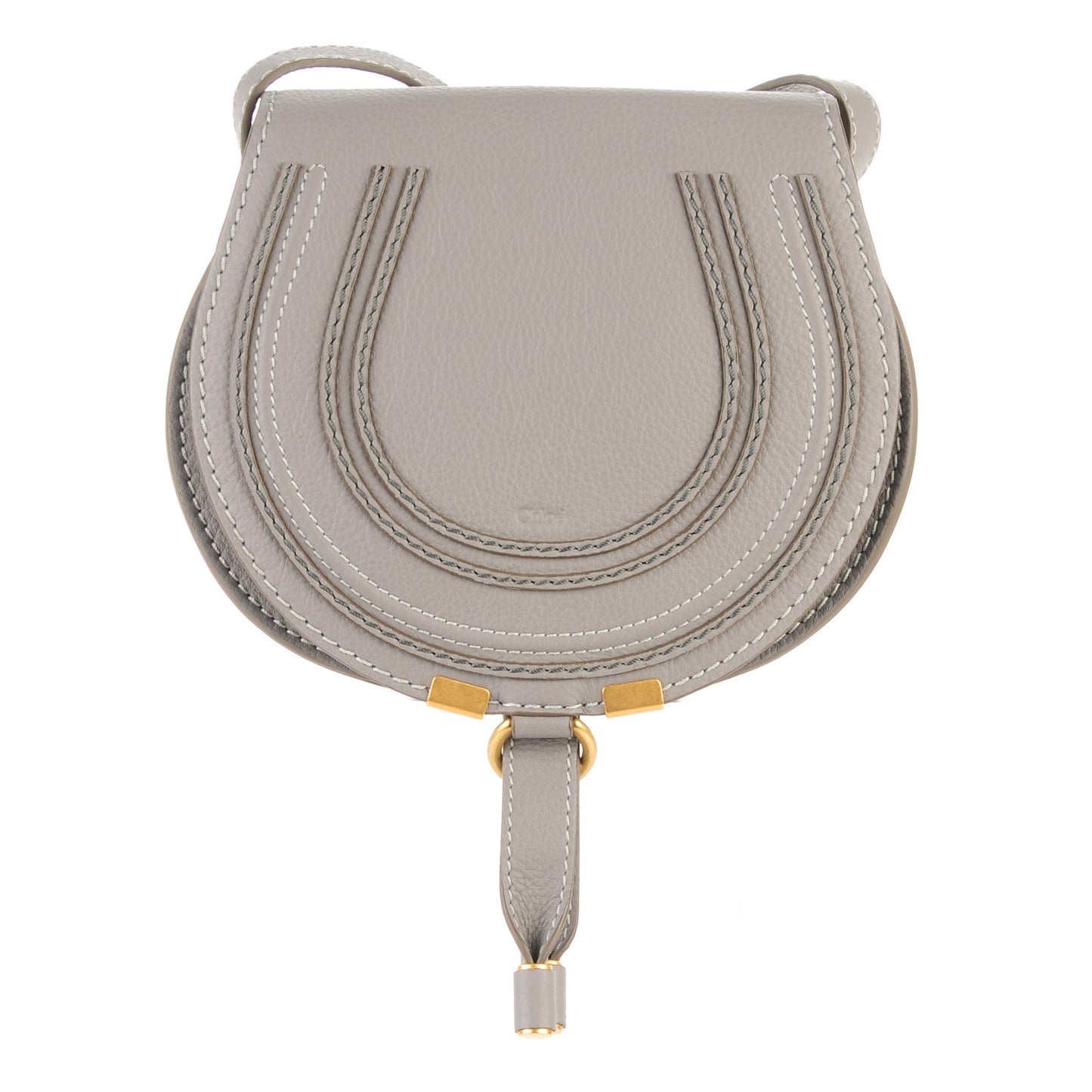 Calfskin Mini Marcie Round Crossbody Bag Cashmere Grey
