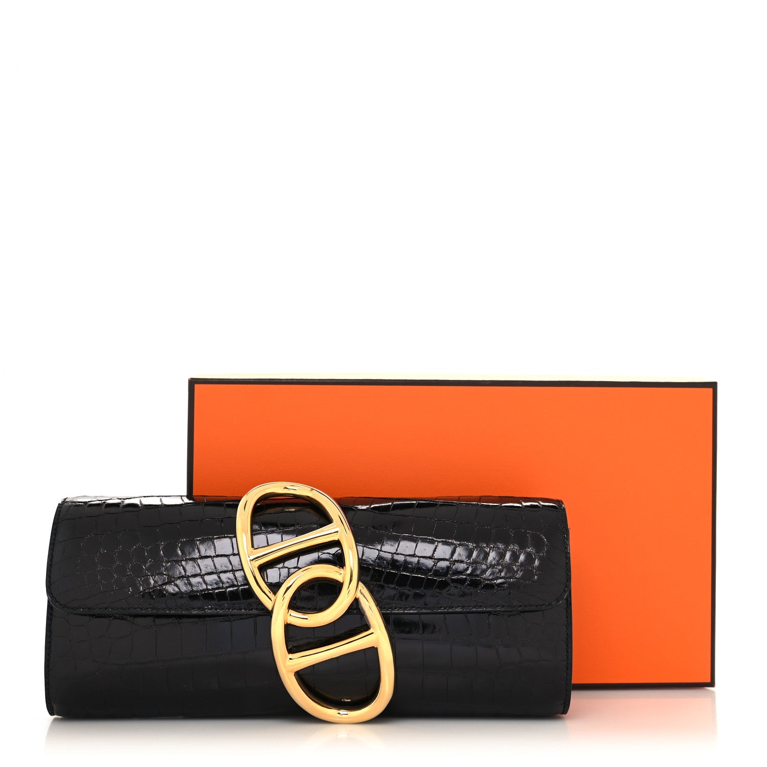 Hermes Shiny Niloticus Crocodile Egee Clutch Black 12 of 12