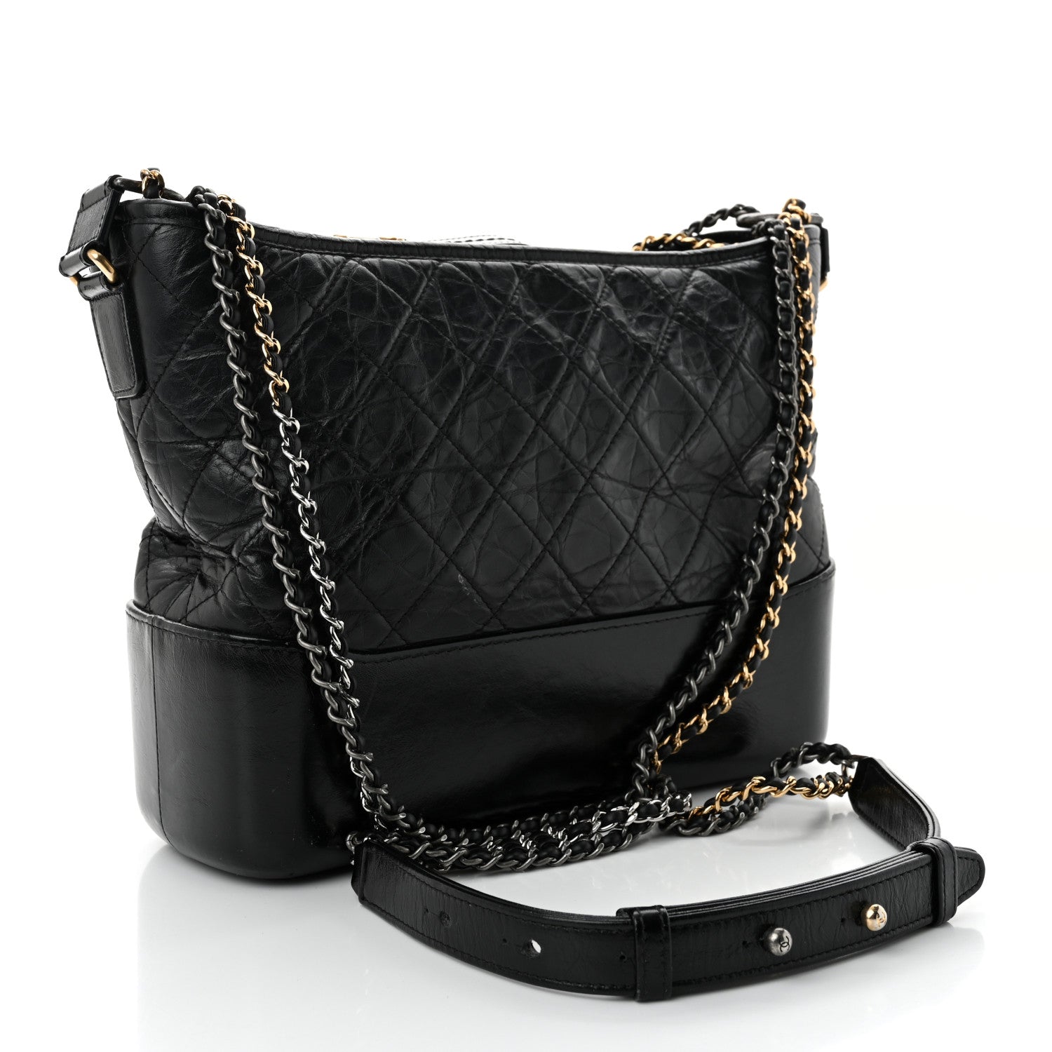 Chanel Aged Calfskin Quilted Medium Gabrielle Hobo Black 3 of 11