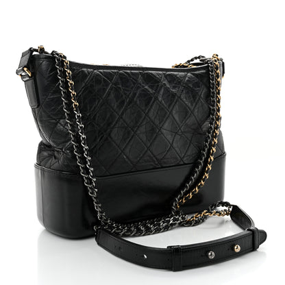 Chanel Aged Calfskin Quilted Medium Gabrielle Hobo Black 3 of 11