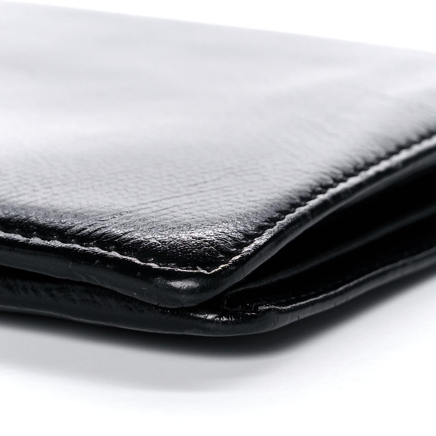 Grained Calfskin CC Button Yen Wallet Black
