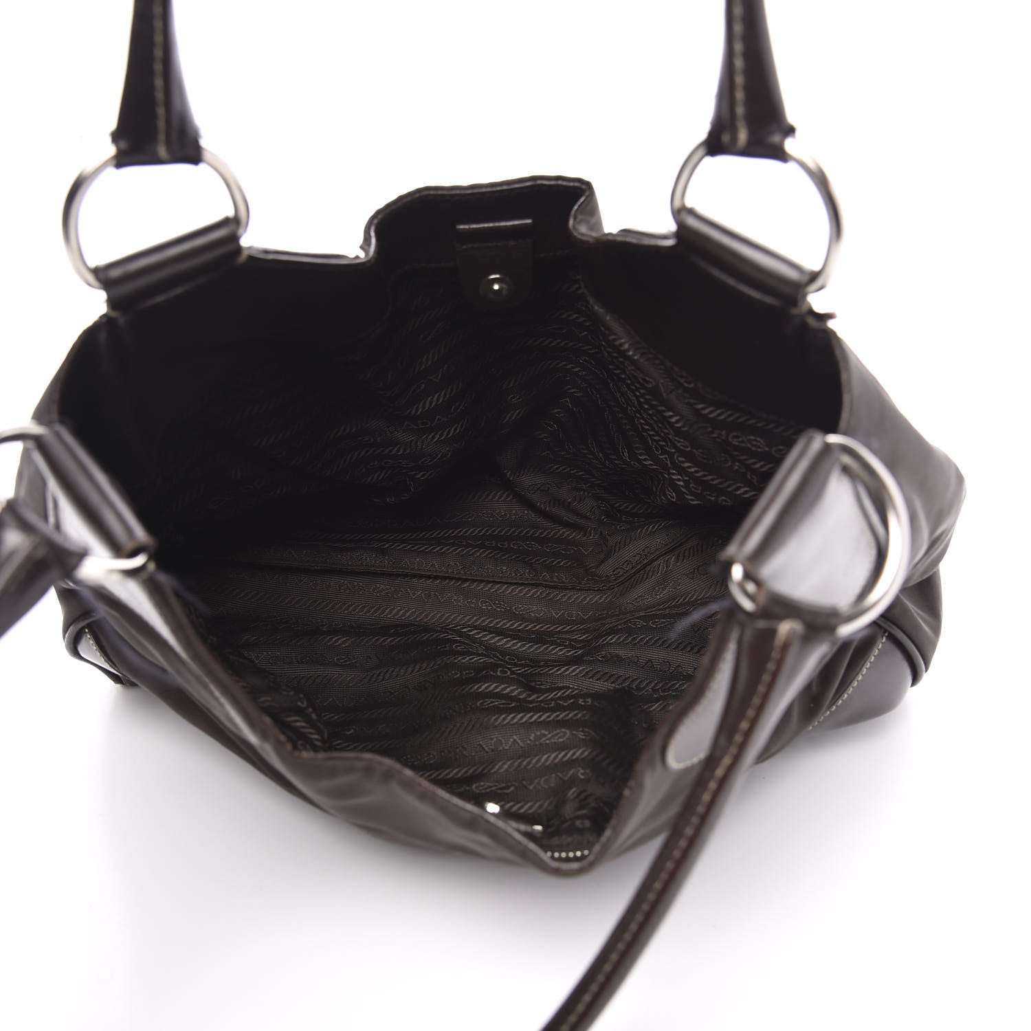 Prada Tessuto Nylon Calfskin Hobo Moro 5 of 16