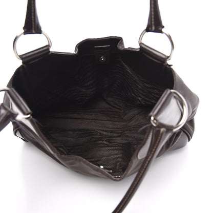 Prada Tessuto Nylon Calfskin Hobo Moro 5 of 16