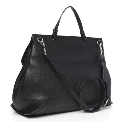 Gucci Pebbled Calfskin Large Bamboo Daily Top Handle Bag Black 3 of 10
