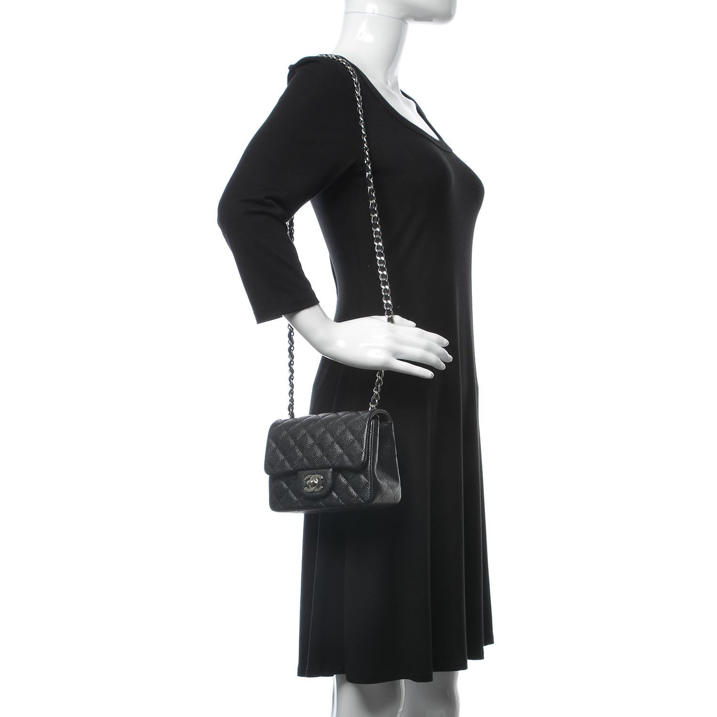 Caviar Quilted Mini Square Flap Black