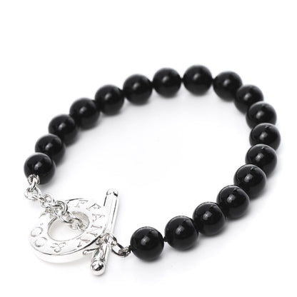 Tiffany Sterling Silver Black Onyx Bead Toggle Bracelet 1 of 6