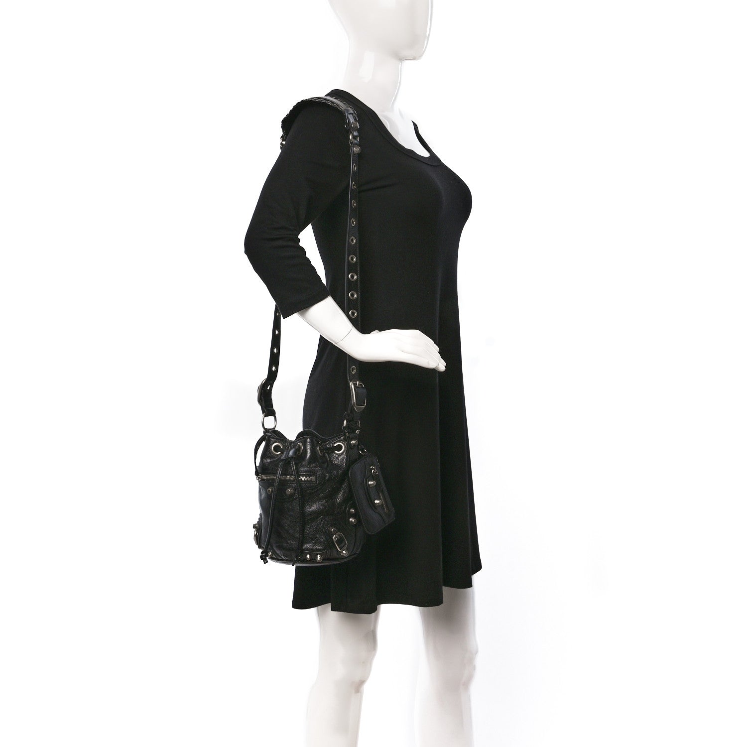 Balenciaga Agneau Arena Le Cagole Bucket Bag XS Black 2 of 9