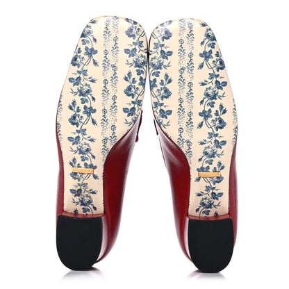 Gucci Goatskin Feline Ginger Loafer Pumps 37 Hibiscus Red Blue 5 of 8
