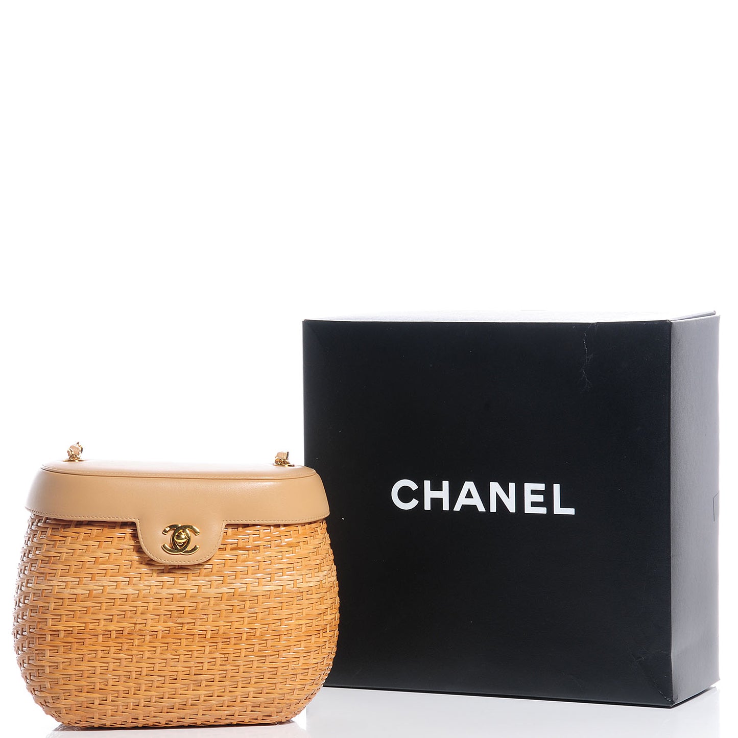 Lambskin Straw Basket Shoulder Bag Beige