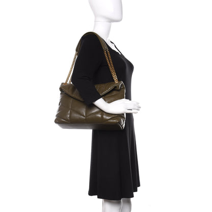 Saint Laurent Lambskin Quilted Medium Loulou Puffer Monogram Chain Satchel Seaweed 2 of 11