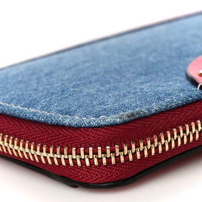 Chloe Calfskin Denim Alphabet Purse Wallet Blue Red 8 of 13