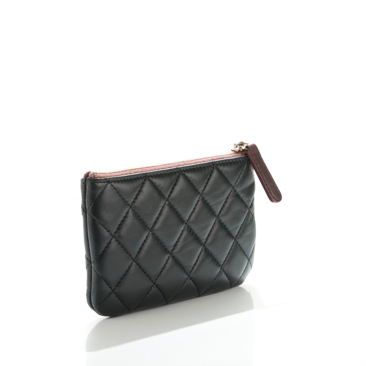 Lambskin Quilted Small Cosmetic Case Black
