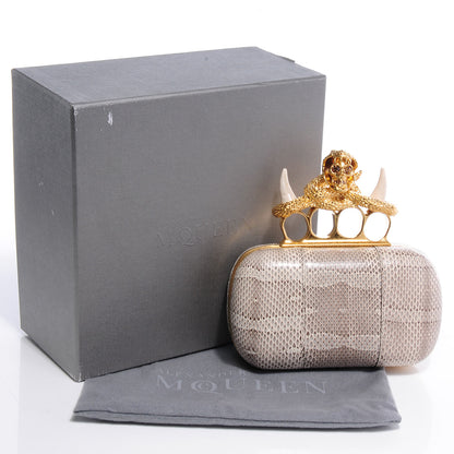 Alexander McQueen Ayers Snakeskin Horn Knucklebox Clutch Vintage Grey 5 of 12