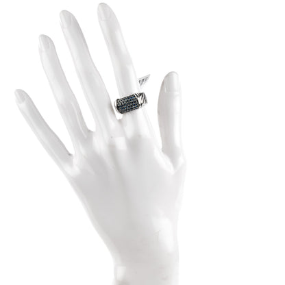 David Yurman Sterling Silver Blue Sapphire 10mm Wide Cable Candy Metro Ring 51.5 6 2 of 6