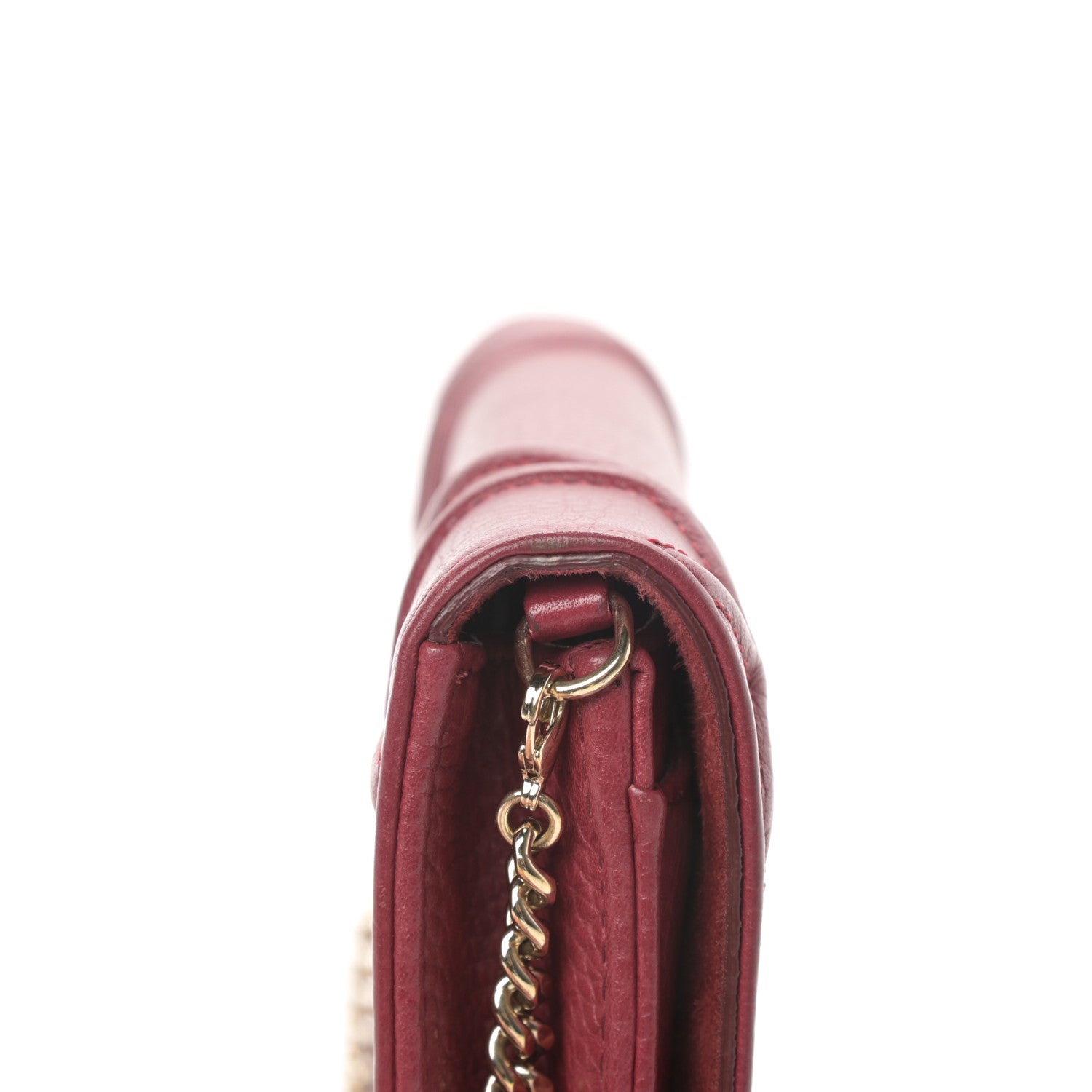 Christian Dior Grained Calfskin Diorama Wallet on Chain Pouch Burgundy 14 of 15