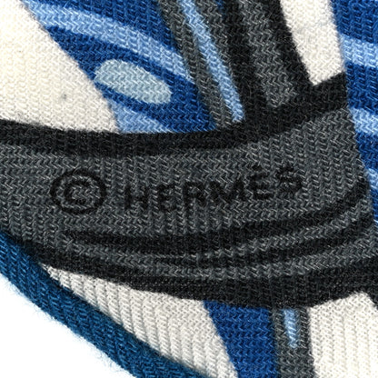 Hermes Cashmere Silk Jaguar Quetzal Shawl 140 Bleu Taupe Gris 5 of 5