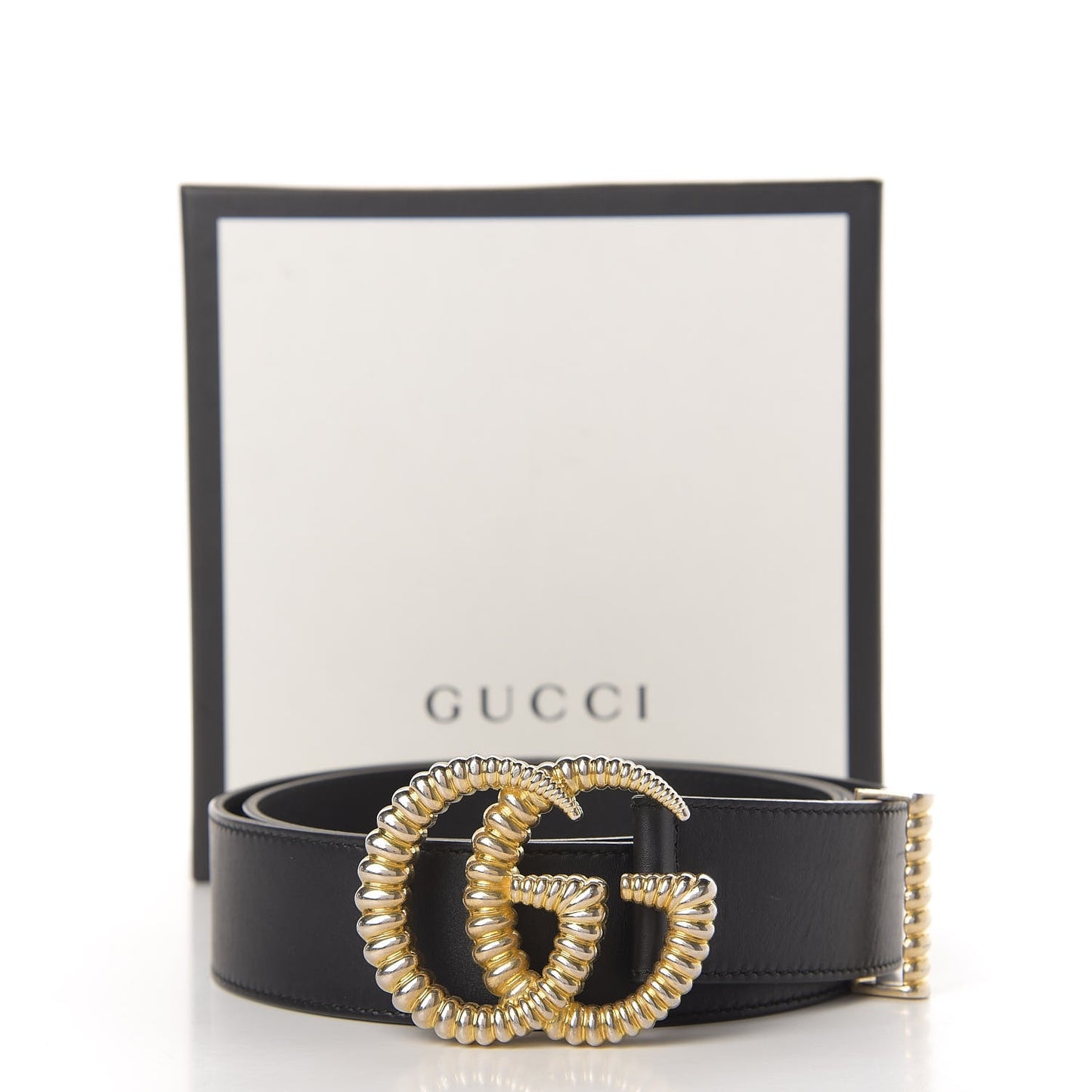 Moon Calfskin Torchon Double G 40mm Belt 105 42 Black