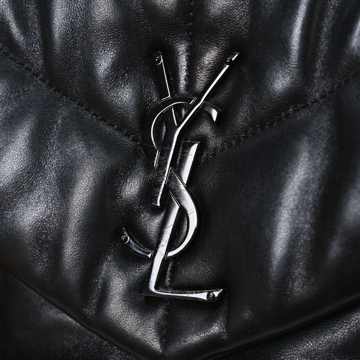 Saint Laurent Lambskin Quilted Monogram Monochrome Small Loulou Puffer Chain Satchel Black 11 of 11