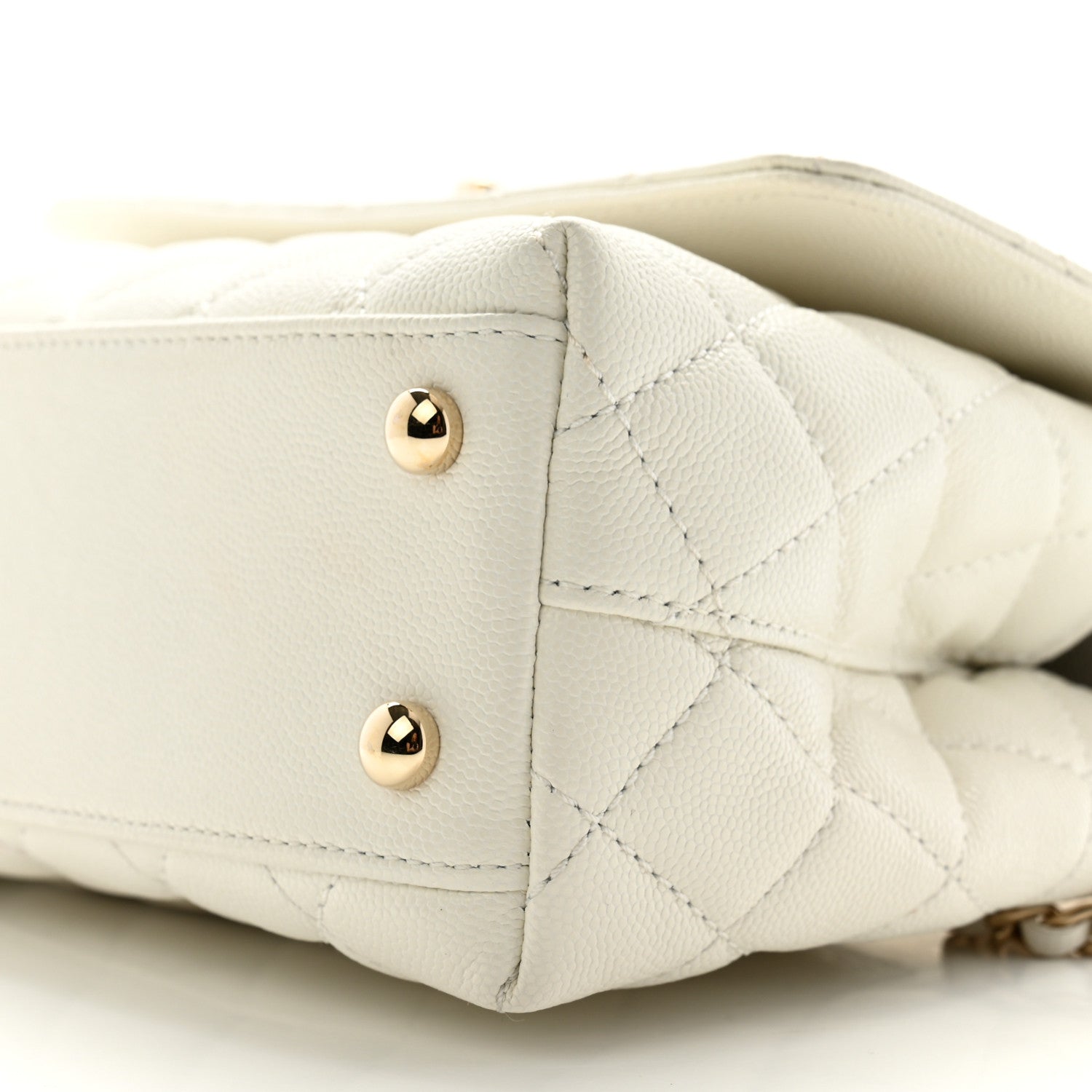 Chanel Caviar Quilted Mini Coco Handle Flap White 10 of 12