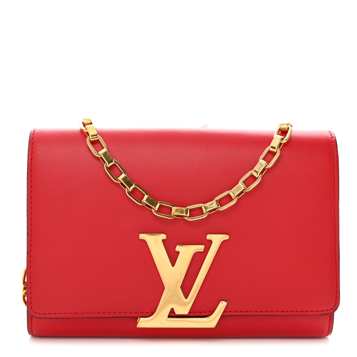 Louis Vuitton Calfskin Chain Louise MM Red 1 of 11