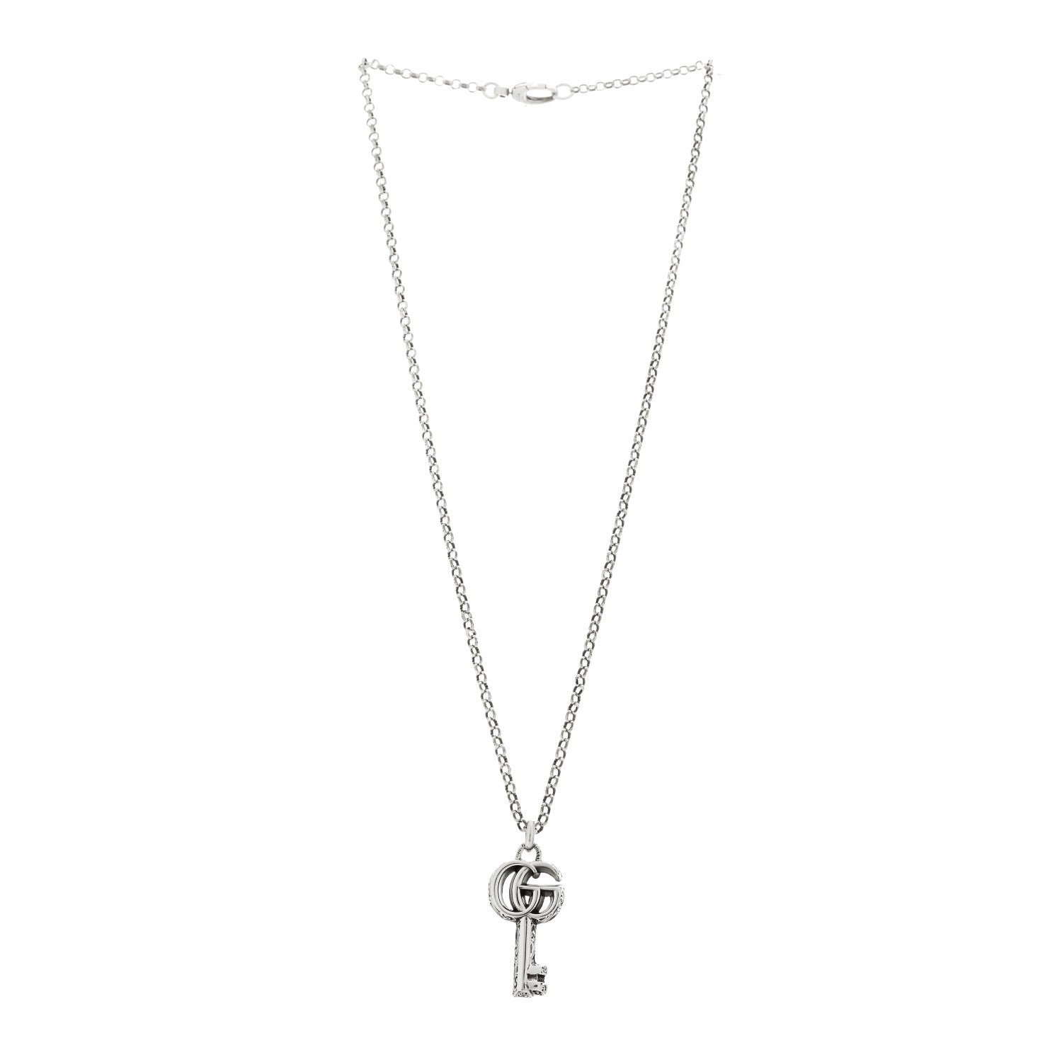 Gucci Sterling Silver Double G Key Pendant Necklace 3 of 6