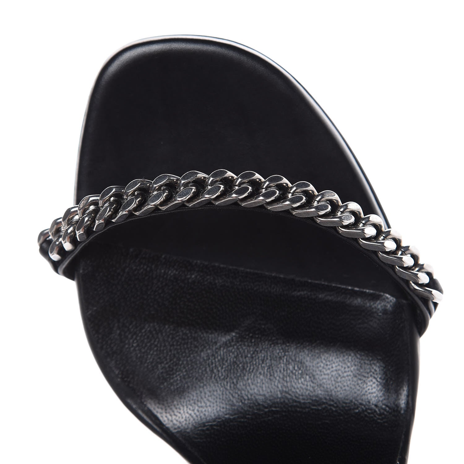 Saint Laurent Seta Calfskin Chain Jane 110 Ankle Strap Sandals 36 Black 9 of 11