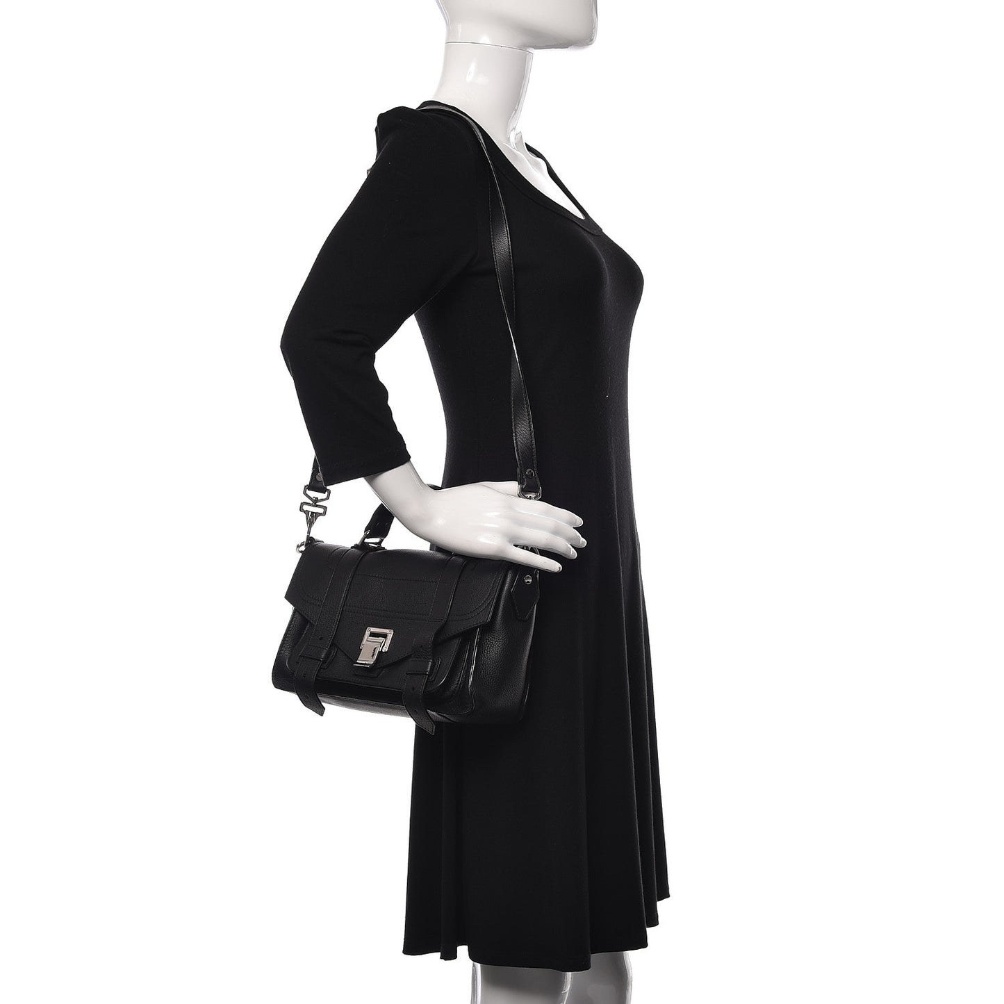 Grained Calfskin Tiny PS1 Satchel Black