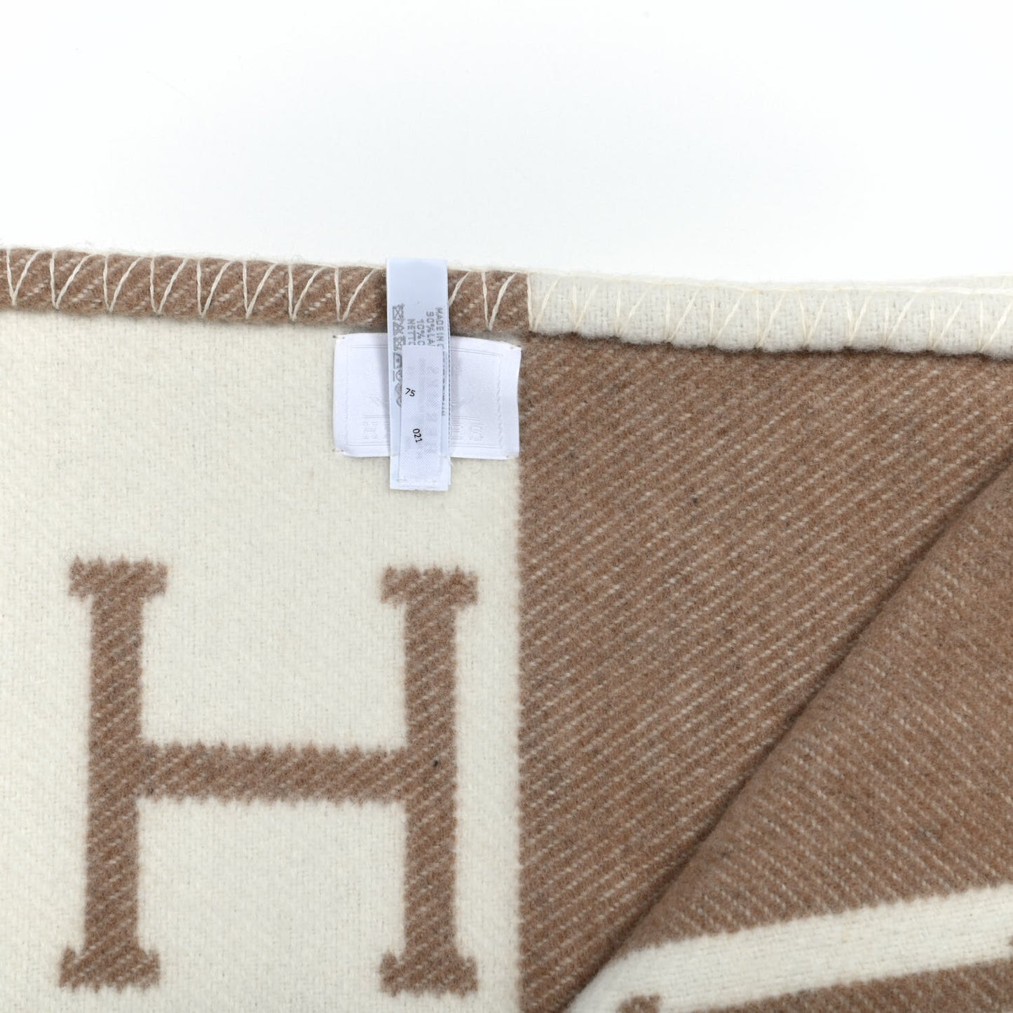Wool Cashmere Avalon Baby Blanket Noisette Moyen White