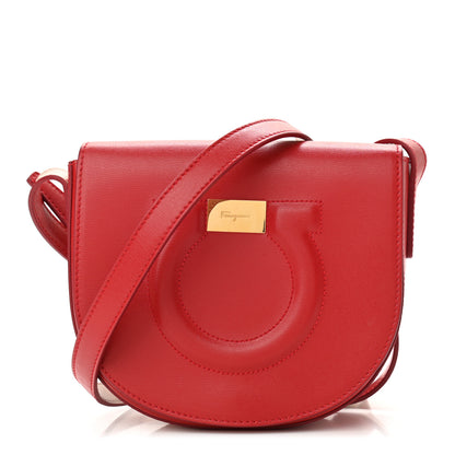 Salvatore Ferragamo Calfskin Gancio City Saddle Bag Red 1 of 9