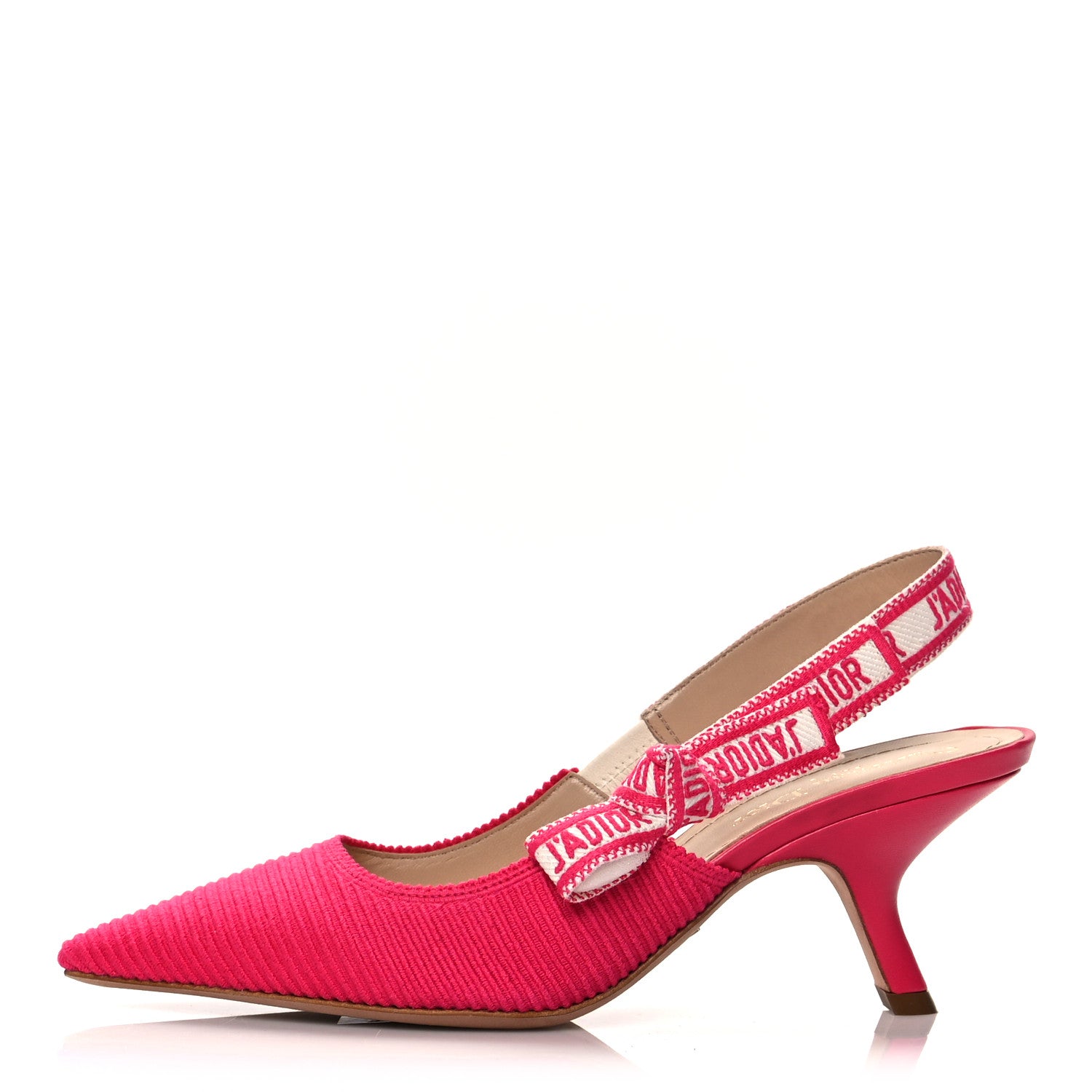 Christian Dior Cotton Ribbon Embroidered J'Adior Slingback 65mm Pumps 37.5 Bright Pink 1 of 8
