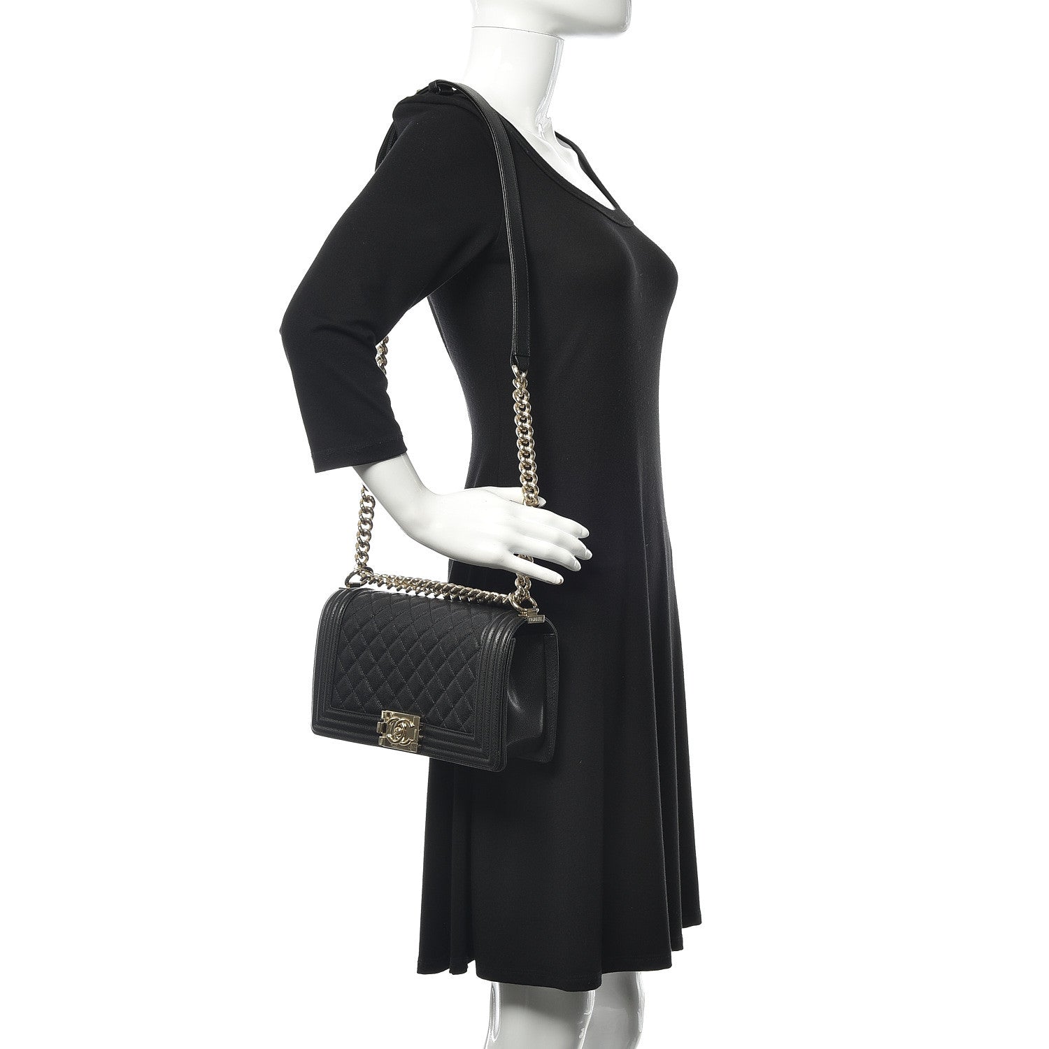 Chanel Caviar Quilted Medium Boy Flap Black 2 of 11