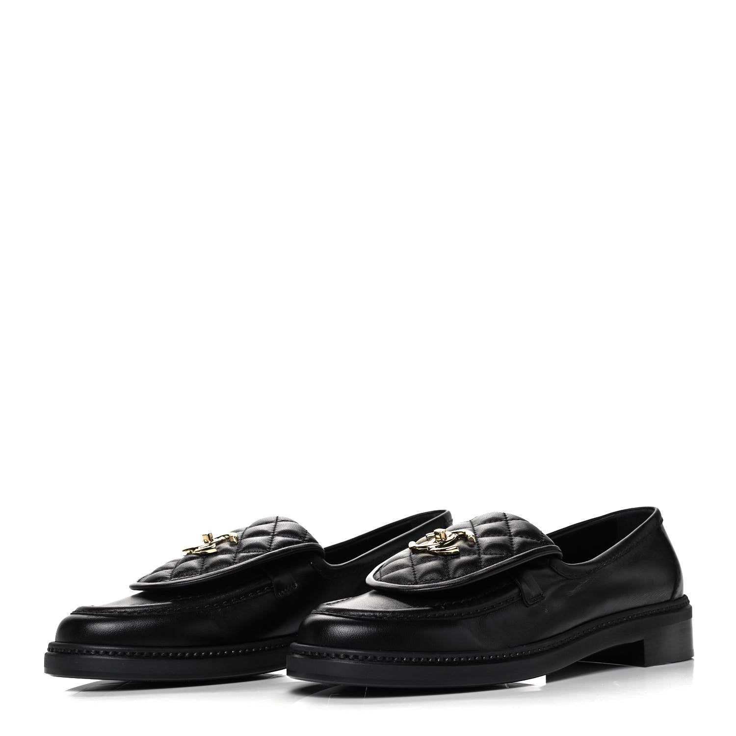Chanel Lambskin Quilted CC Turnlock Loafers 39.5 Black 3 of 7