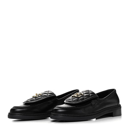 Chanel Lambskin Quilted CC Turnlock Loafers 39.5 Black 3 of 7