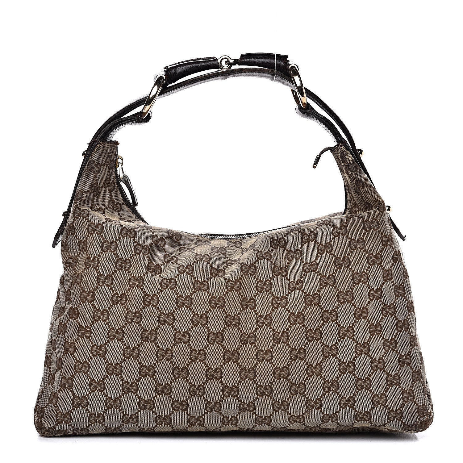 Gucci Monogram Medium Horsebit Chain Hobo Dark Brown 1 of 13