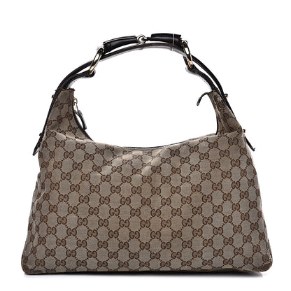 Gucci Monogram Medium Horsebit Chain Hobo Dark Brown 1 of 13