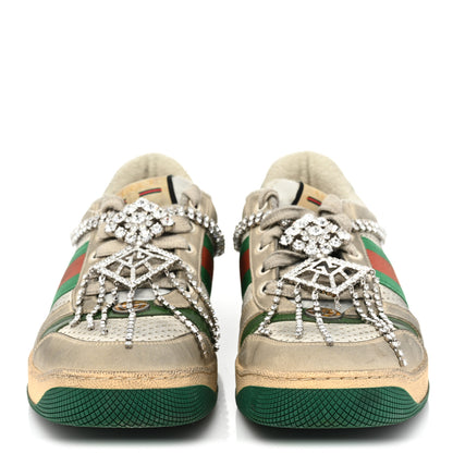 Gucci Nubuck Calfskin Web Removable Crystals Screener Sneakers 40 Dusty Milk New Mystic White 2 of 15