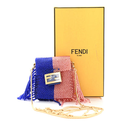 Fendi Glass Beaded Mini Pico Baguette Charm Blue Salmone 5 of 5