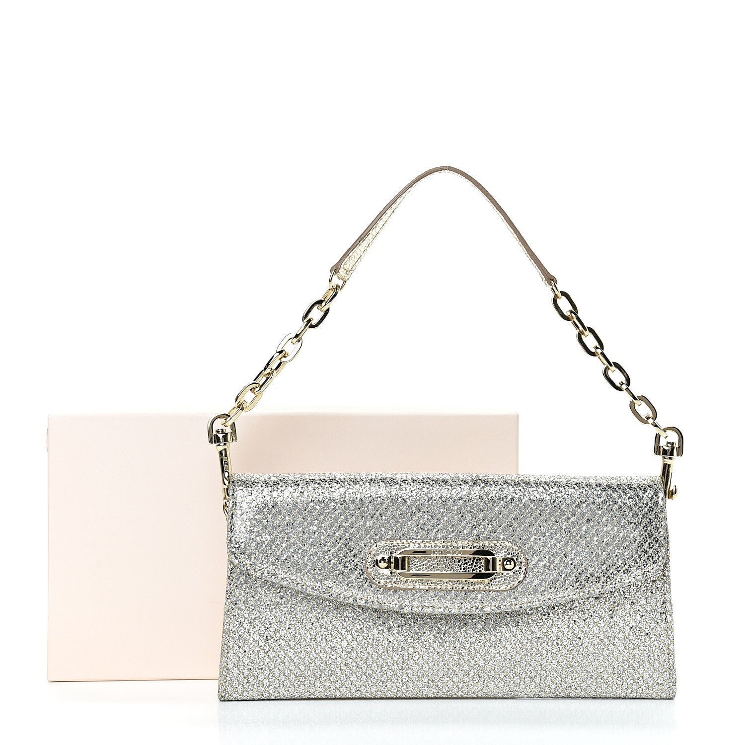 Jimmy Choo Glitter Fabric Large Riane Clutch Champagne 10 of 10