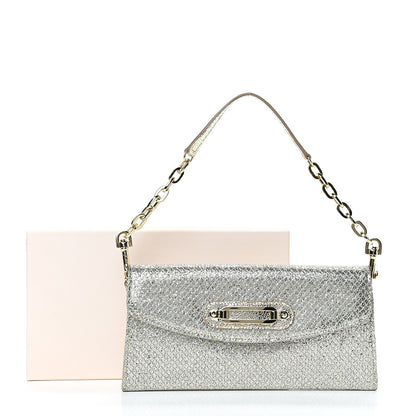 Jimmy Choo Glitter Fabric Large Riane Clutch Champagne 10 of 10
