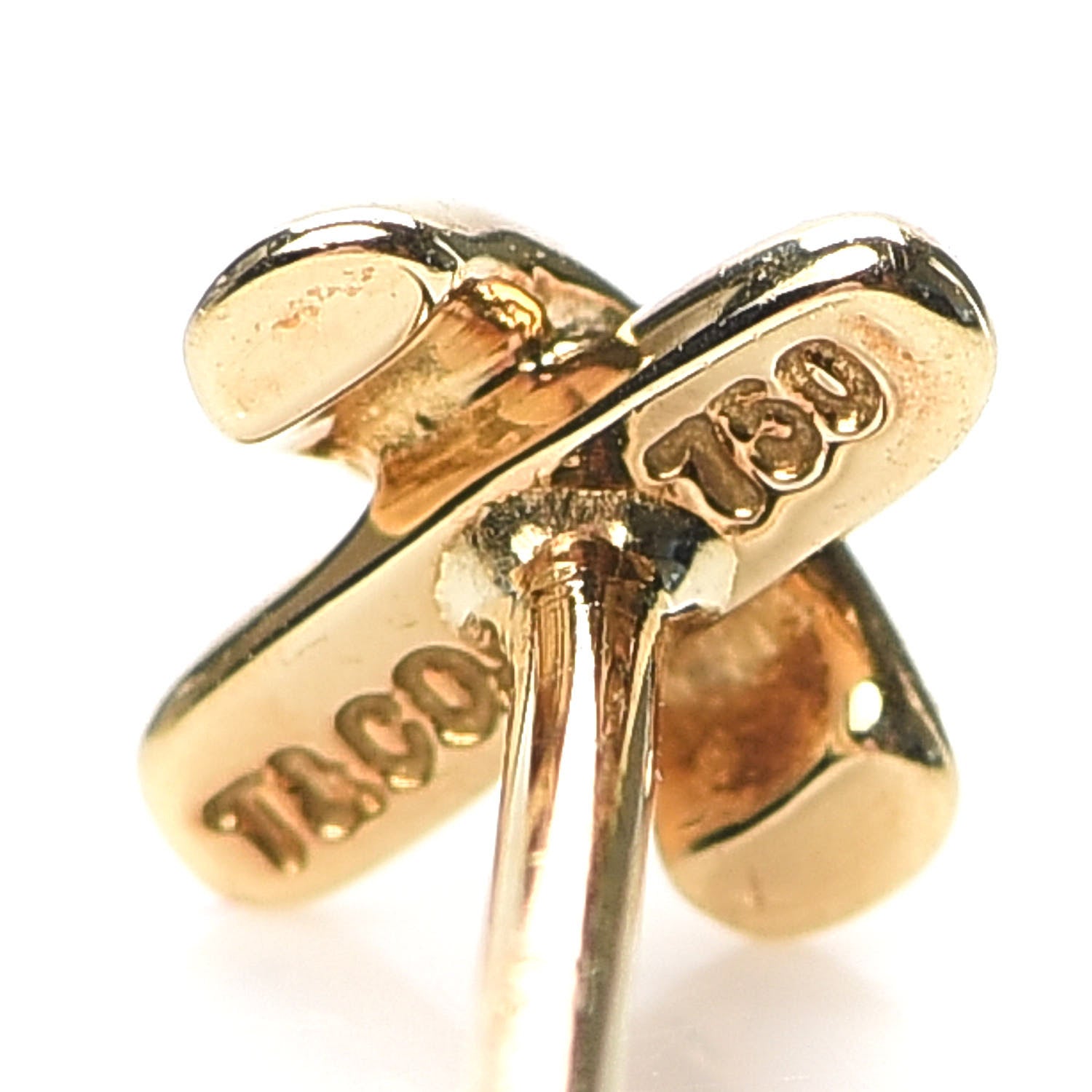 Tiffany 18K Yellow Gold 5mm Cross Stitch Earrings 4 of 5