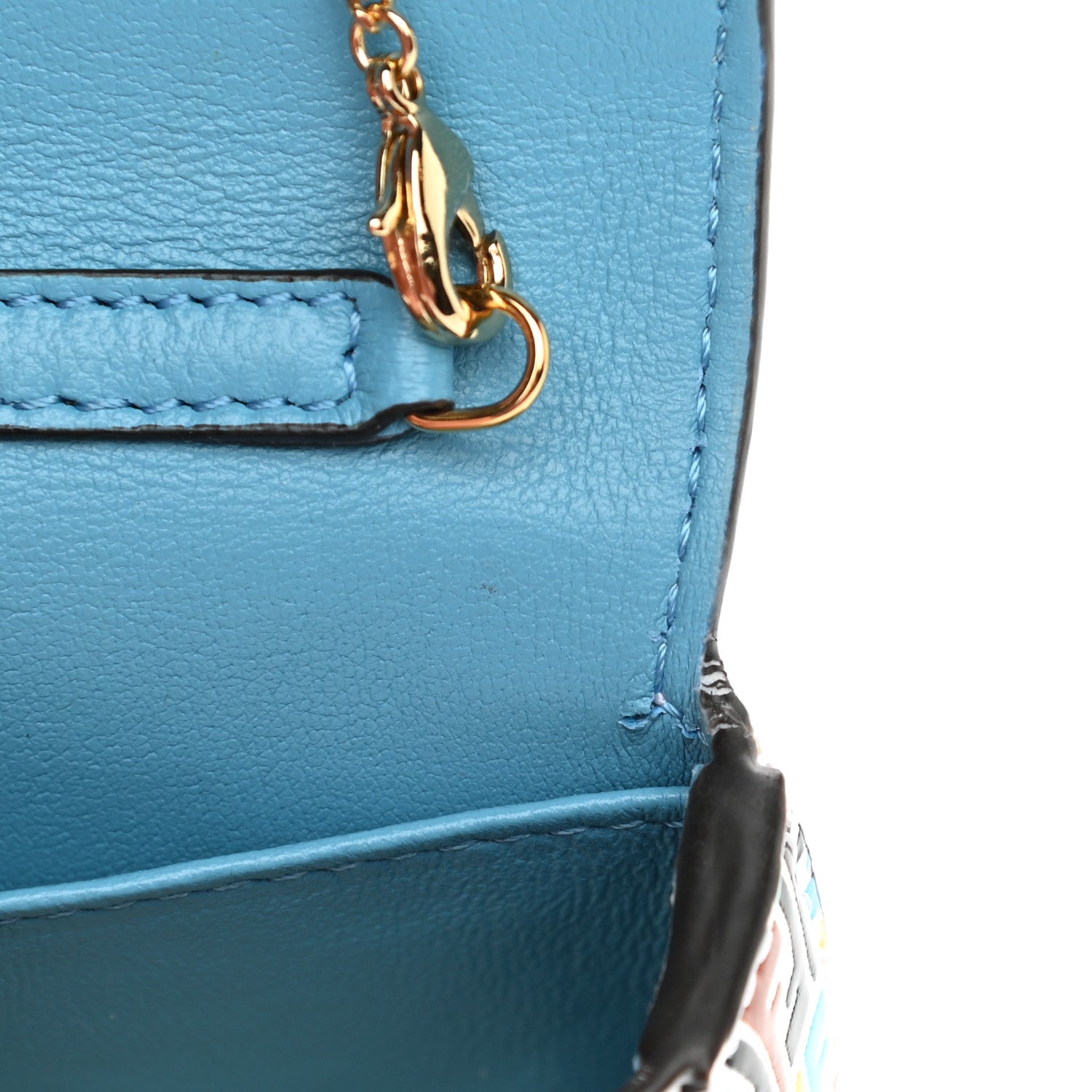 Fendi X SARAH COLEMAN Vitello Liberty Ceylon Micro FF Fish Eye Embossed Nano Baguette Charm Multicolor Cyber Blue 10 of 11