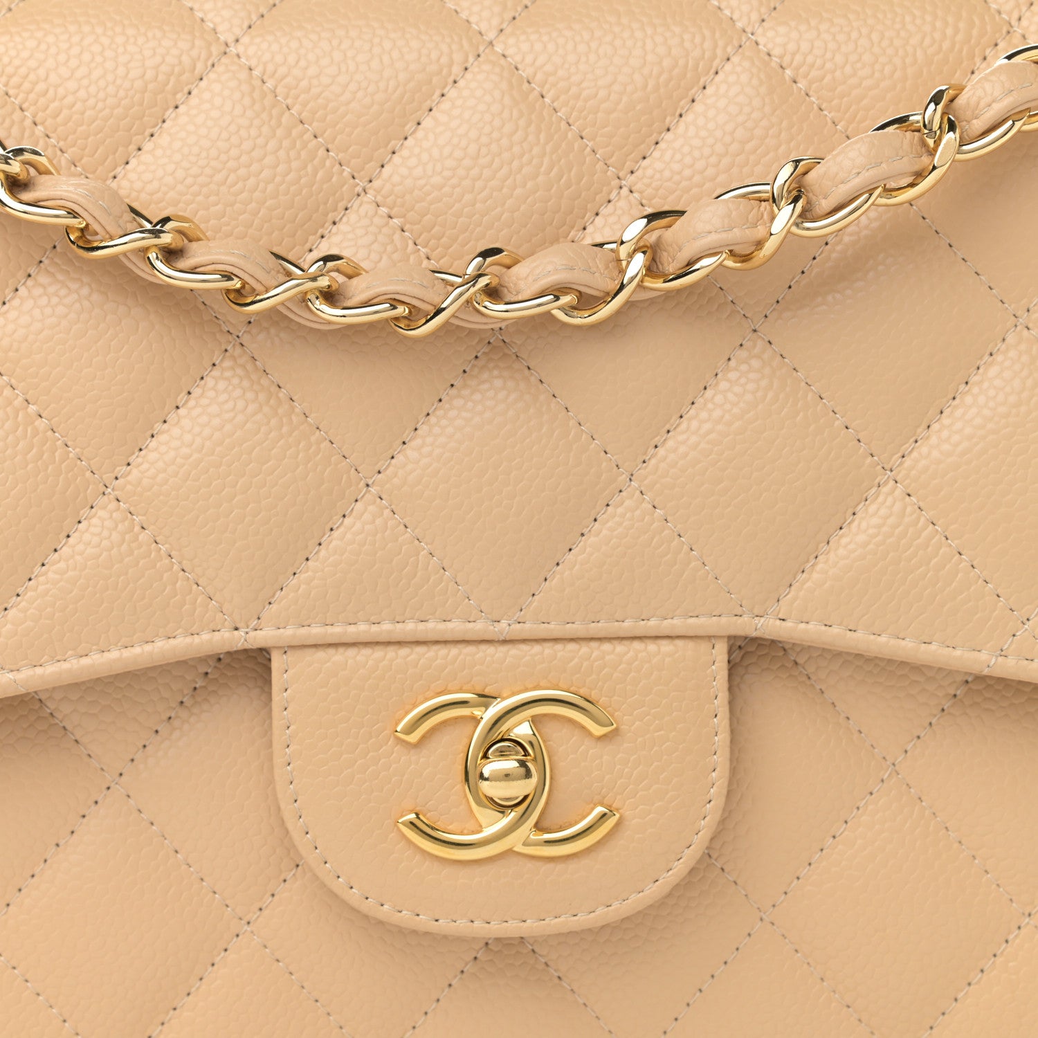 Chanel Caviar Quilted Jumbo Double Flap Beige Clair 7 of 12