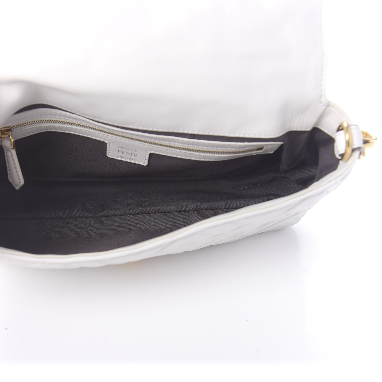 Fendi Nappa FF 1974 Embossed Baguette White 5 of 9