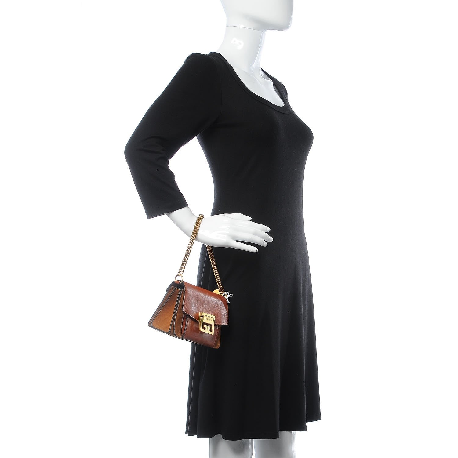 Givenchy Goatskin Suede Mini GV3 Shoulder Bag Chestnut 3 of 7