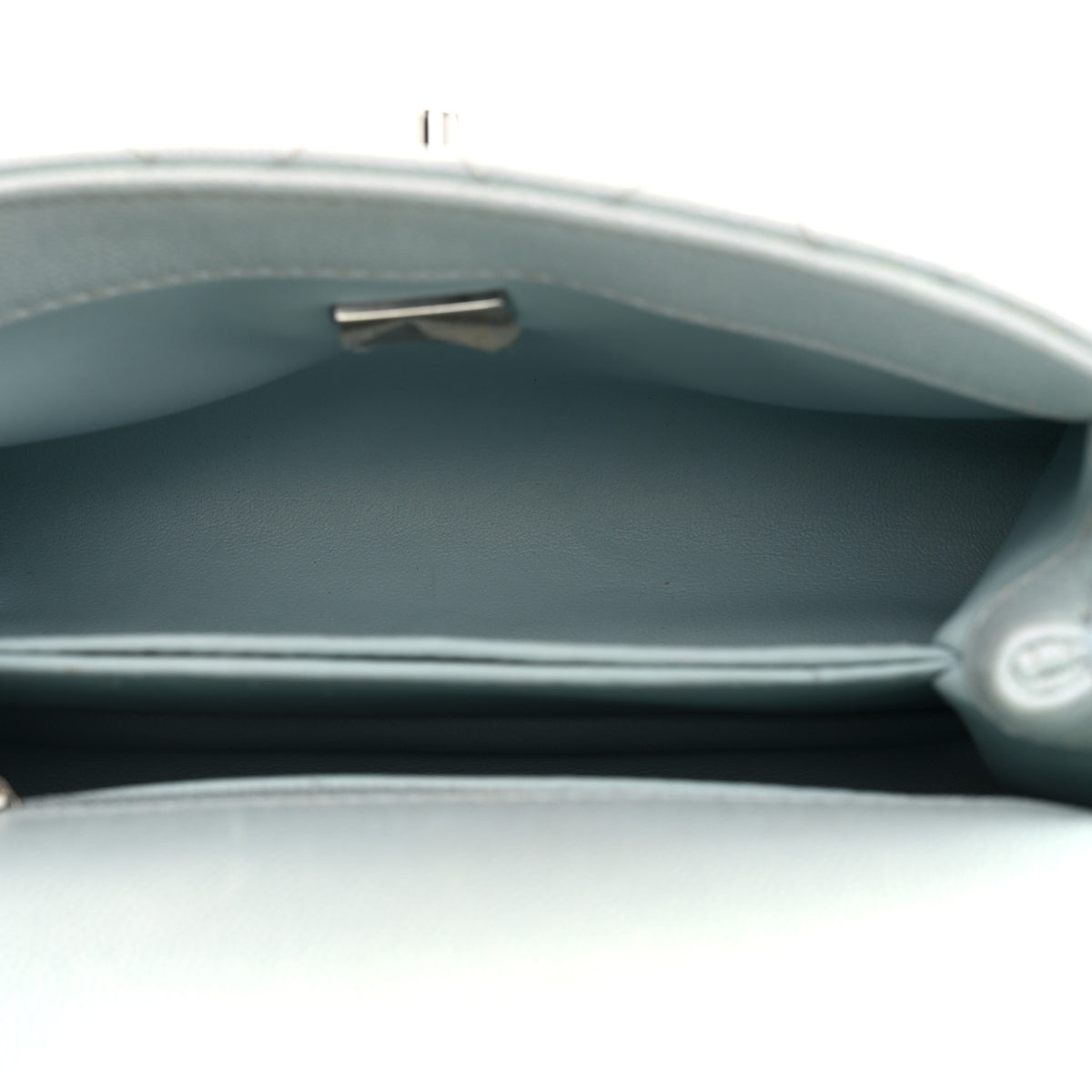 Iridescent Caviar Quilted Extra Mini Coco Handle Flap Light Blue
