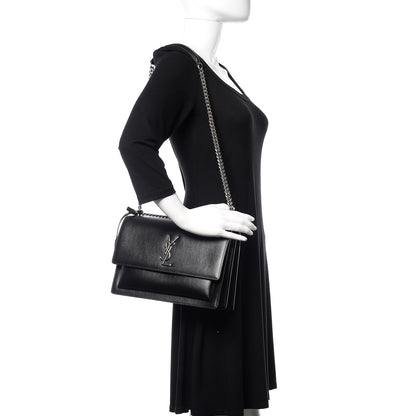 Saint Laurent Calfskin Large Monogram Sunset Black 2 of 10