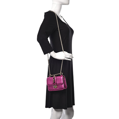 Valentino Garavani Metallic Pebbled Calfskin Mini Glam Lock Rockstud Flap Peony 2 of 9