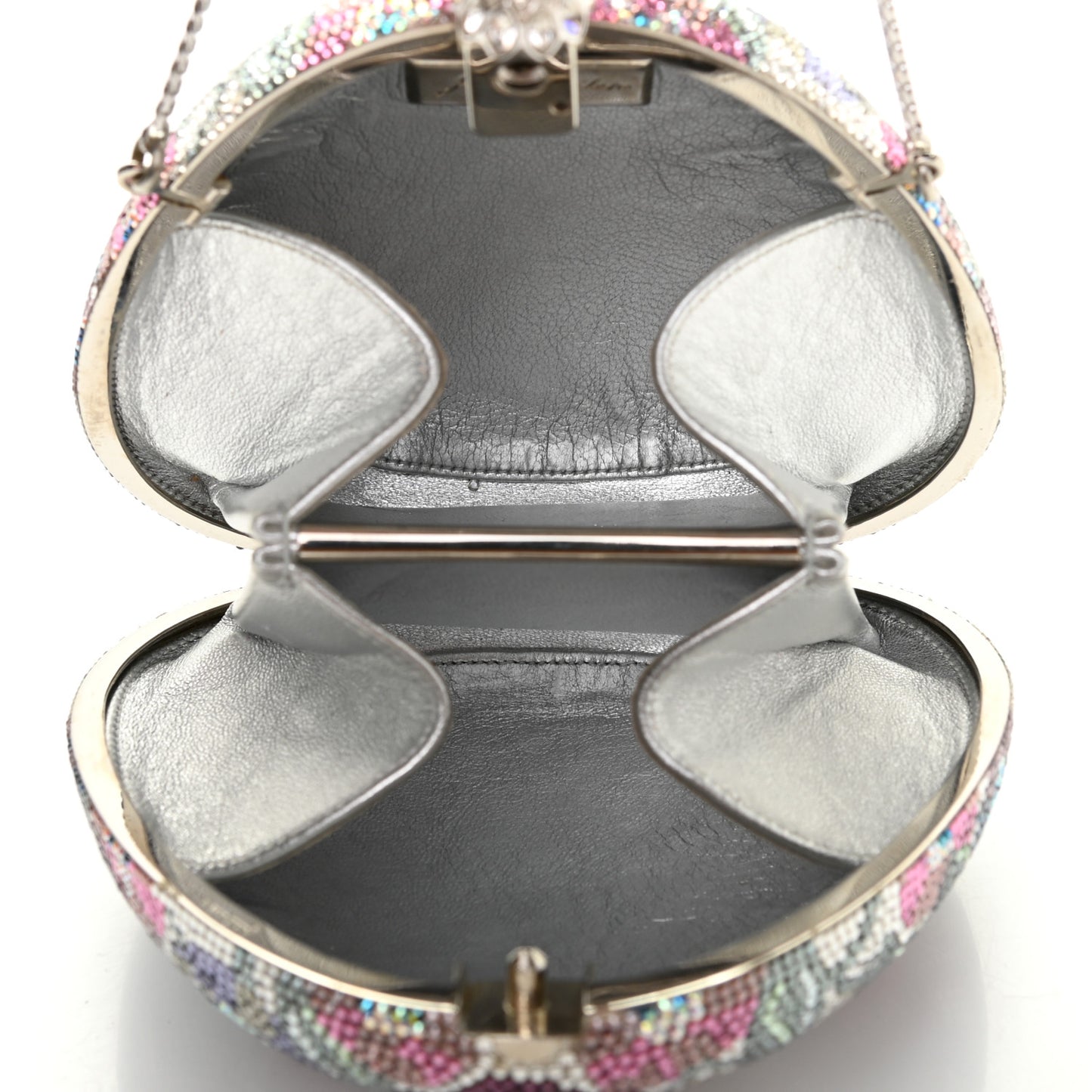 Swarovski Crystal Floral Clutch Silver Multicolor