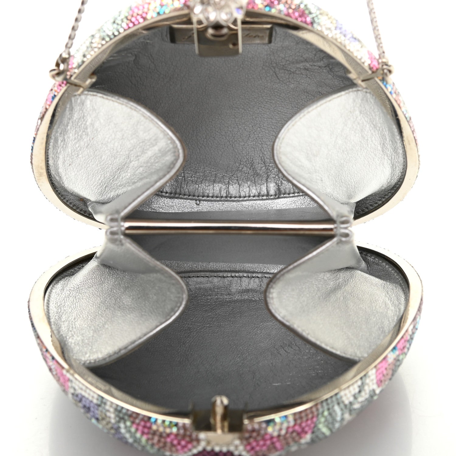 Judith Leiber Swarovski Crystal Floral Clutch Silver Multicolor 5 of 7