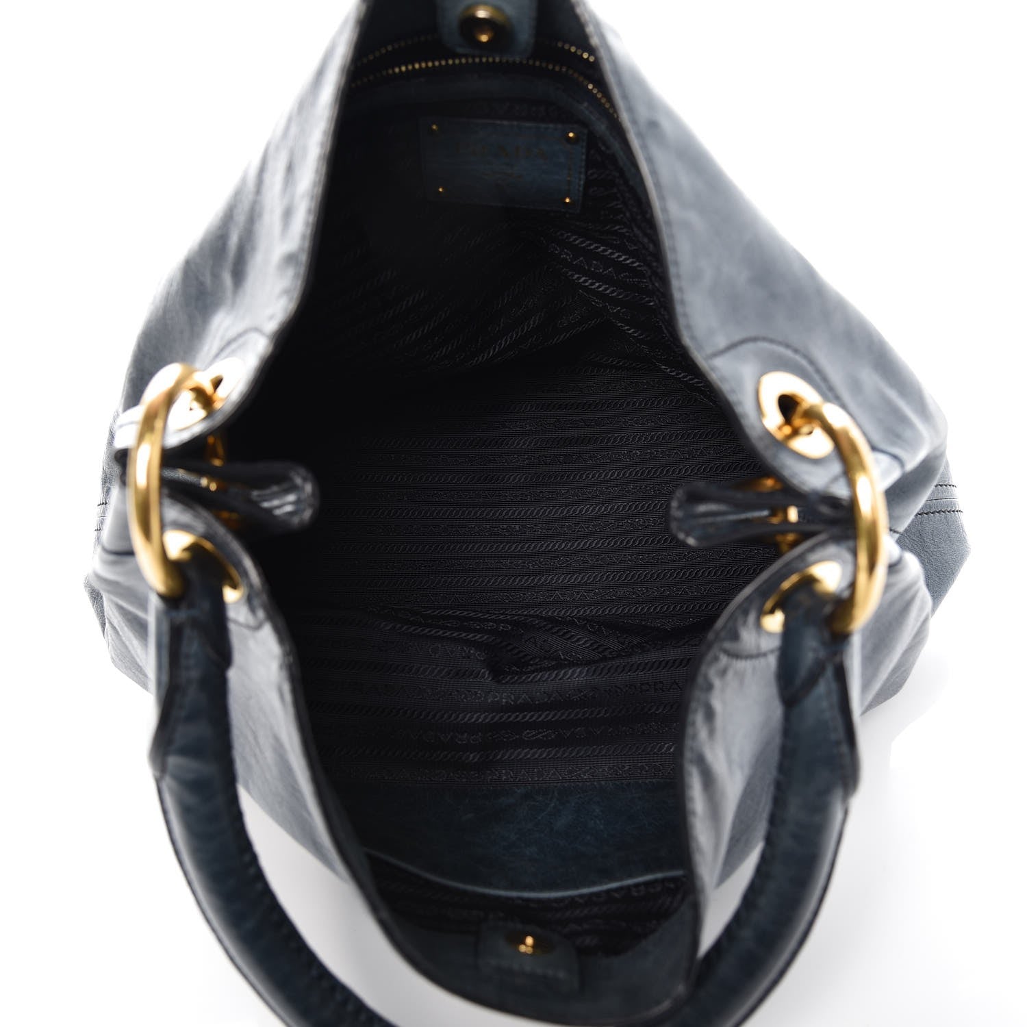 Prada Vitello Shine Hobo Denim 5 of 12